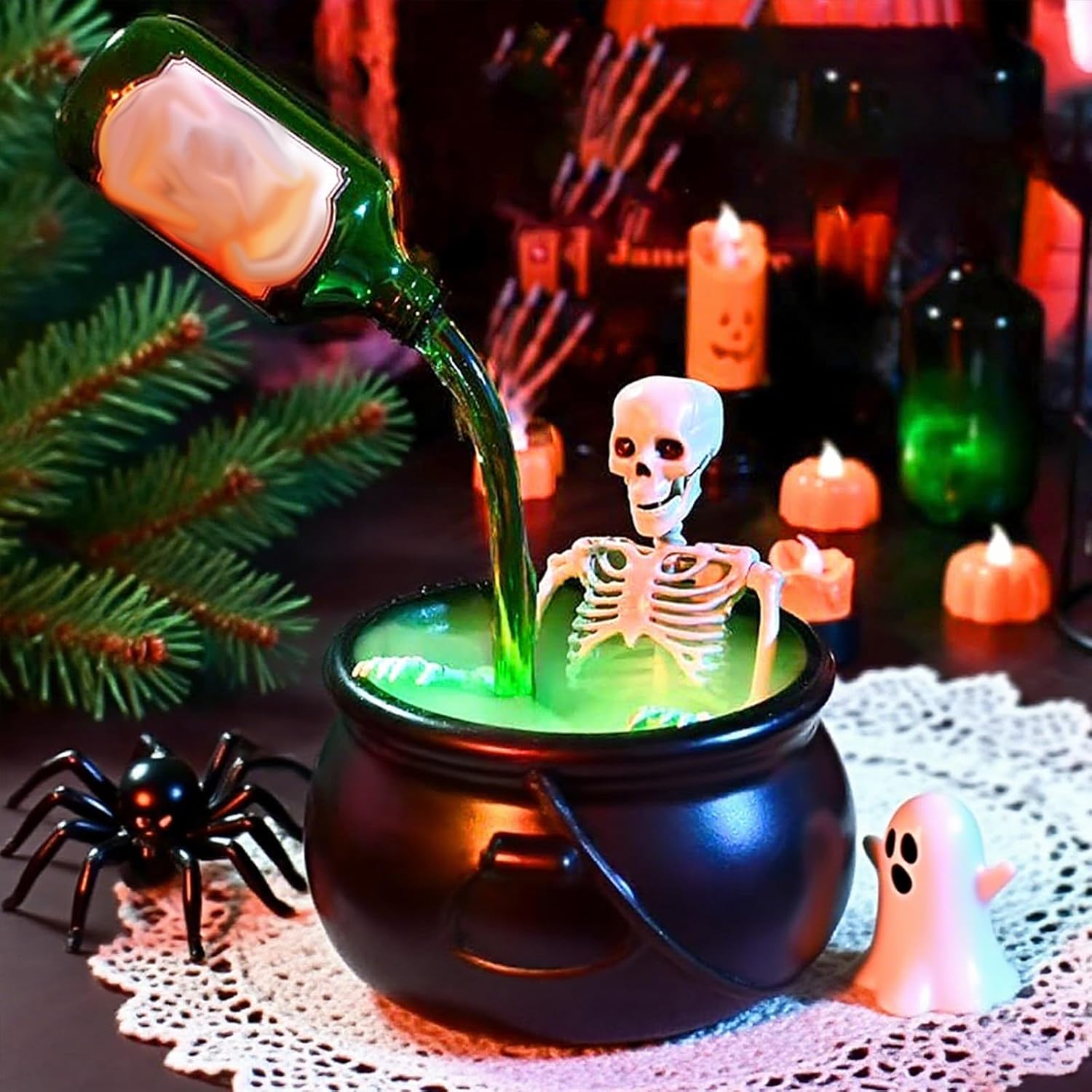 HERLYMO Halloween Decorative Bowls with Floating Bottles and Diffuser