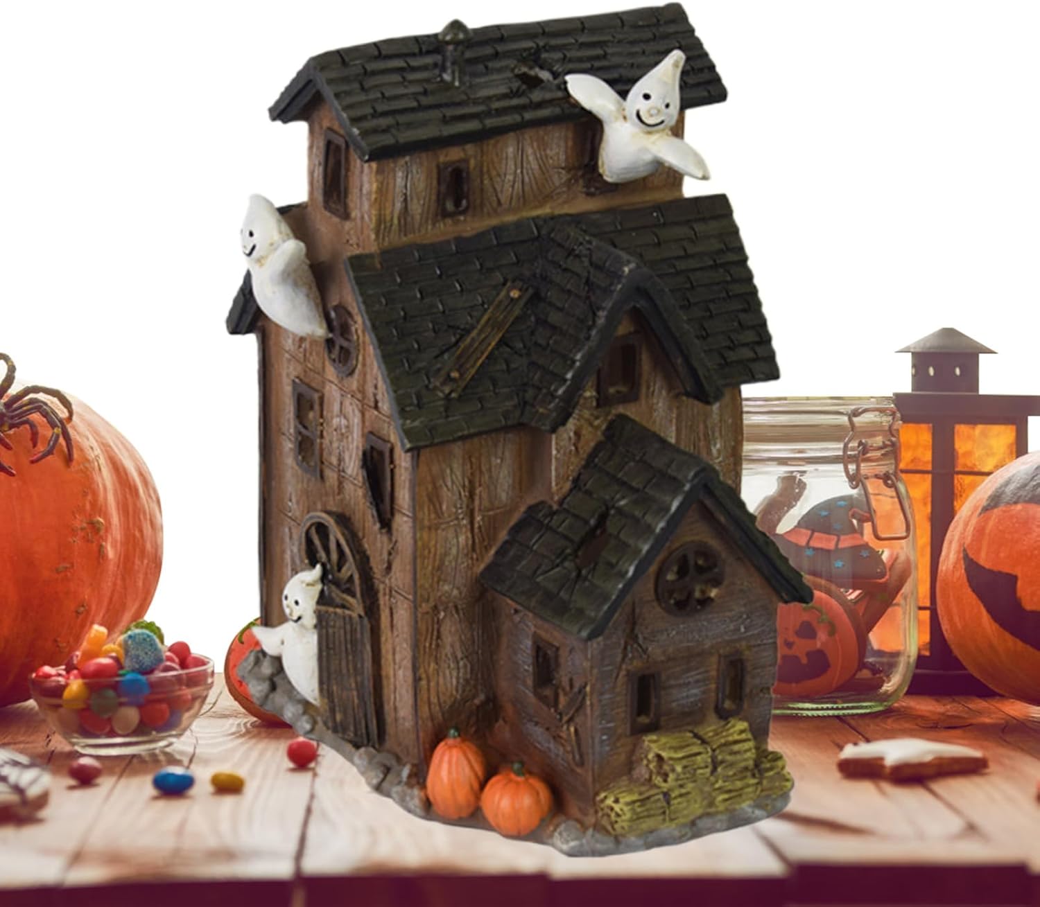 Halloween Village Haunted House with LED Lights