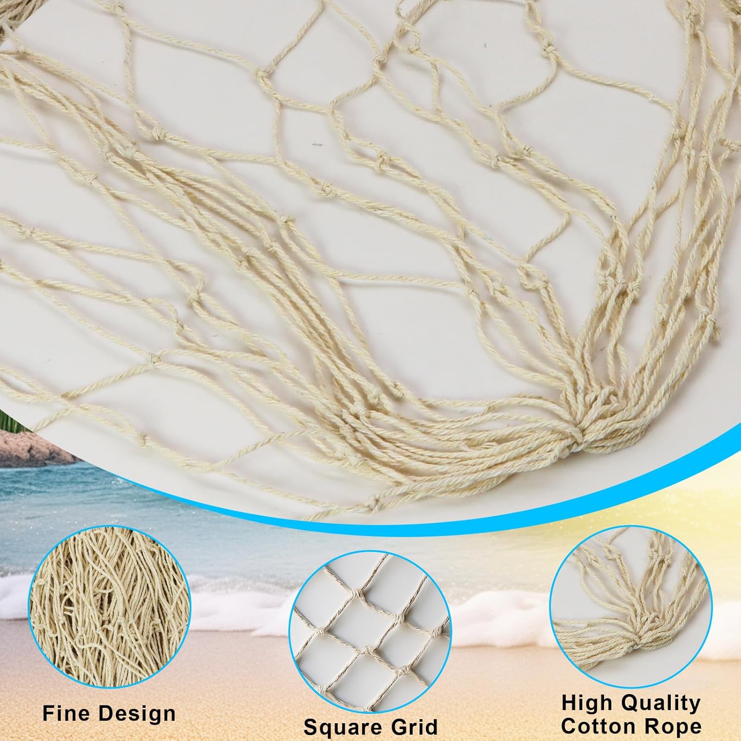 2PCS Fish Net Decorations Ocean Themed Wall Hanging