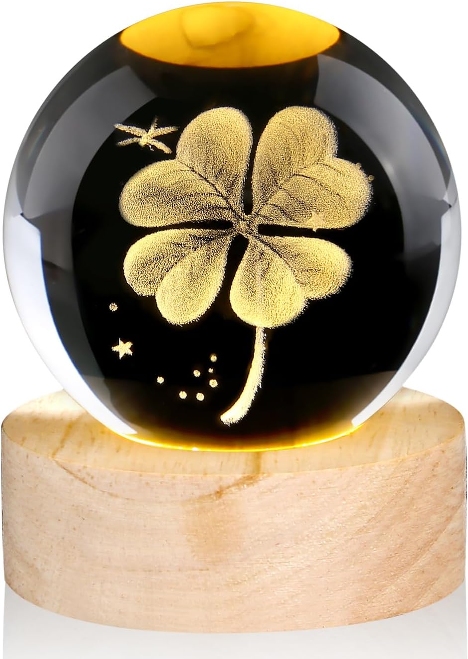 DUQGUHO Four Leaf Clover Crystal Ball Decorative Figurine