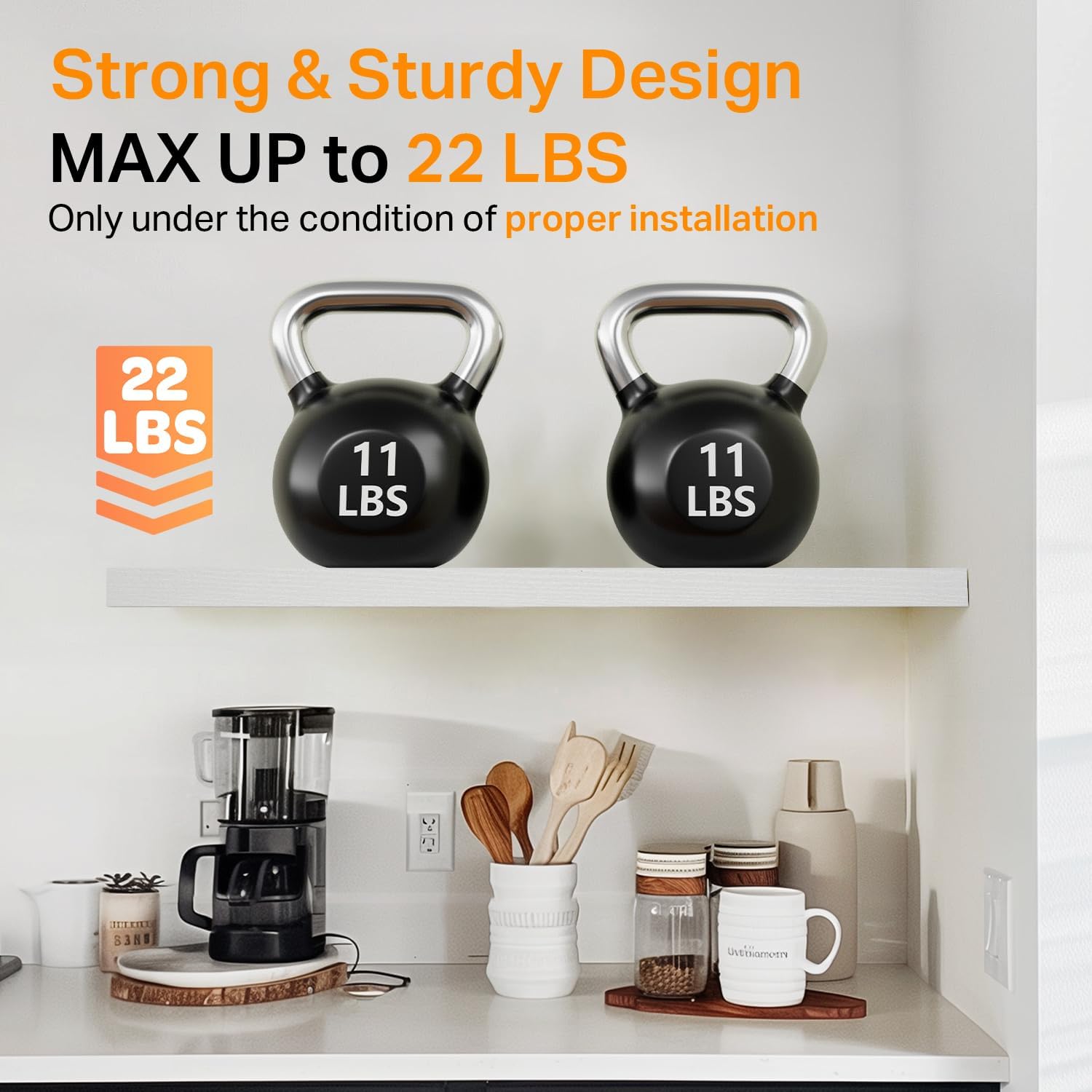 BAYKA Floating Shelves Set of 2 Rustic White Wood Wall Shelves for Home Use