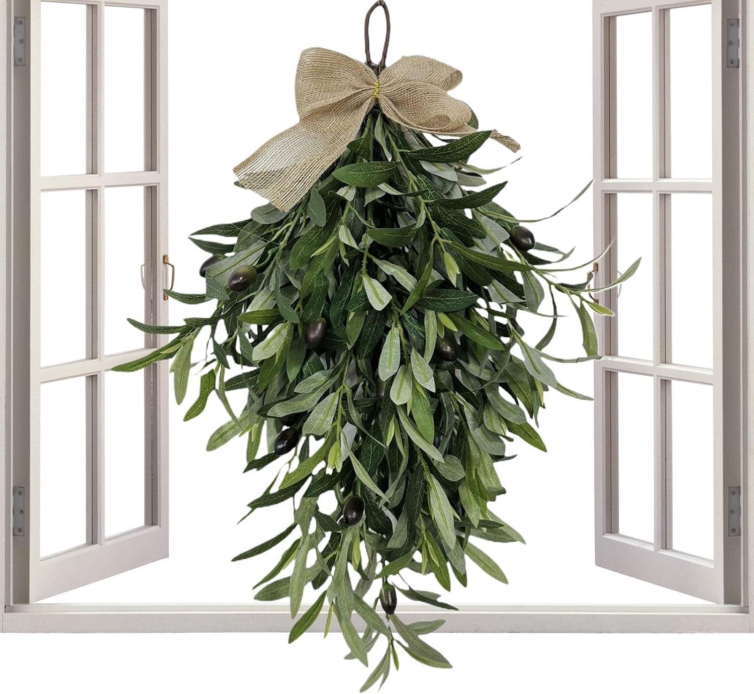 Olive Teardrop Swag Wreath Pendant 236 Inch Front Door Hanger Decor