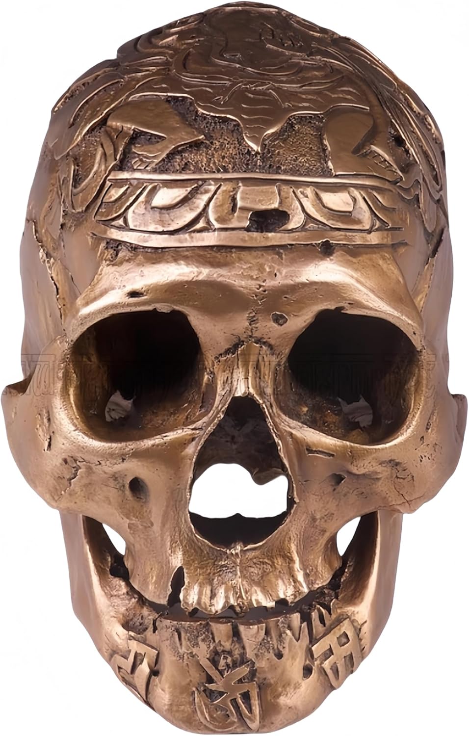 FENGSHUI-CAISHEN Brass Skull Head Sculptures - Unique Halloween Decor for Home and Office