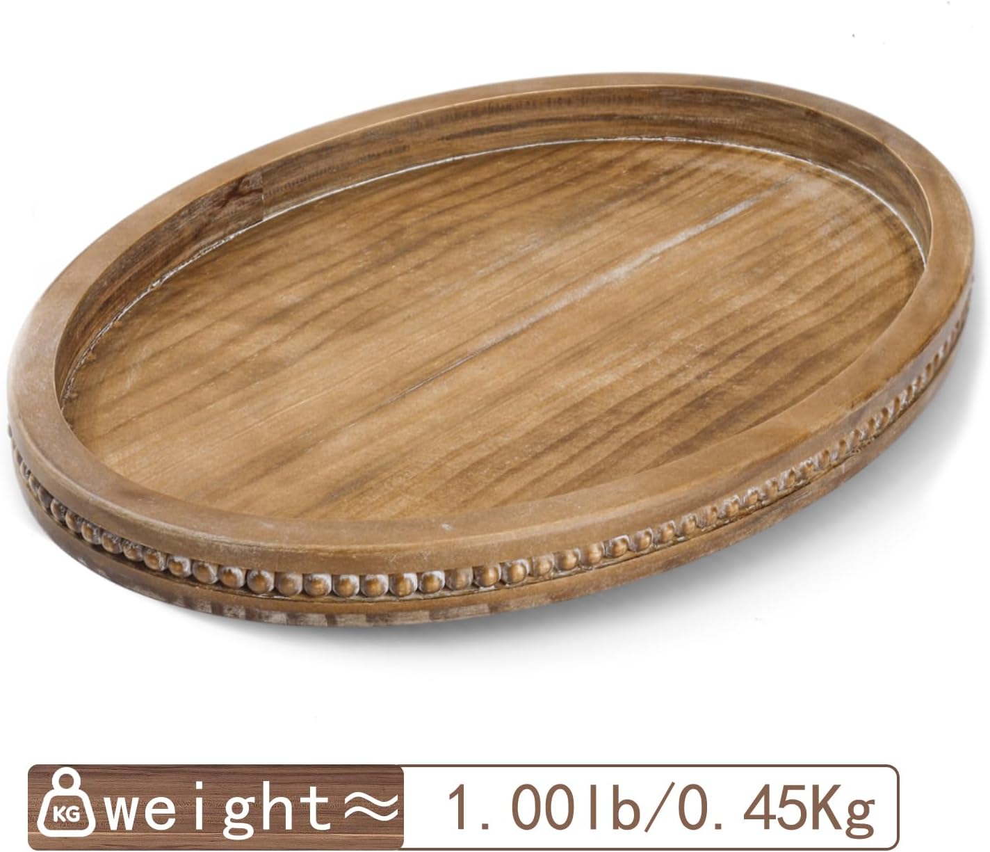 Oval Decorative Tray with Wood Bead Garland - 16x118in