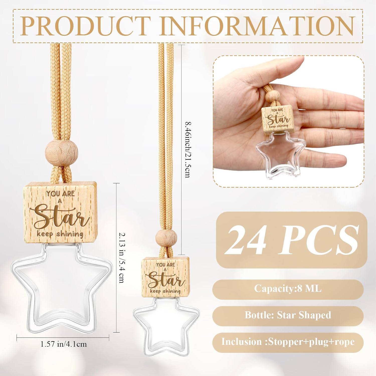 24 Pcs Star Shaped Glass Air Freshener Diffuser for Teacher Appreciation