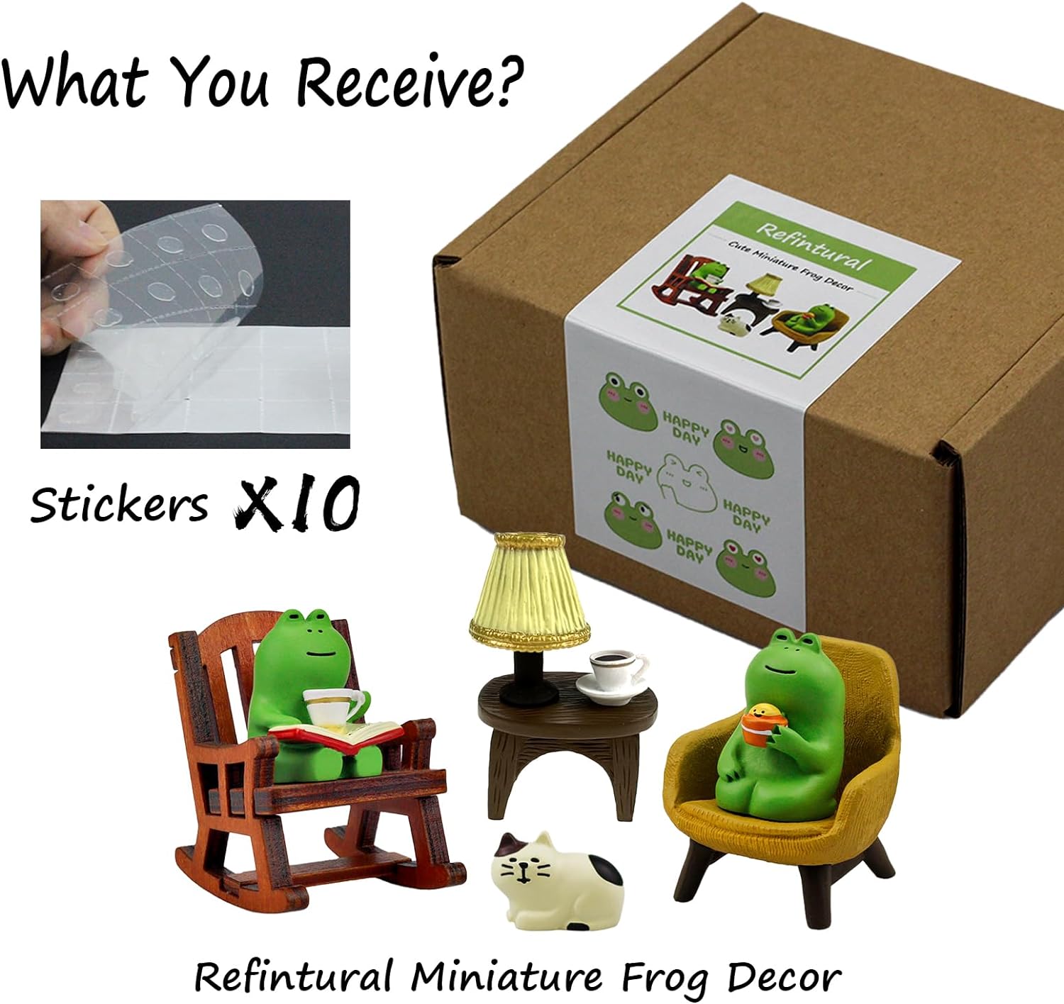 Miniature Frog Figurines Set Cute Decor for Desk and Home