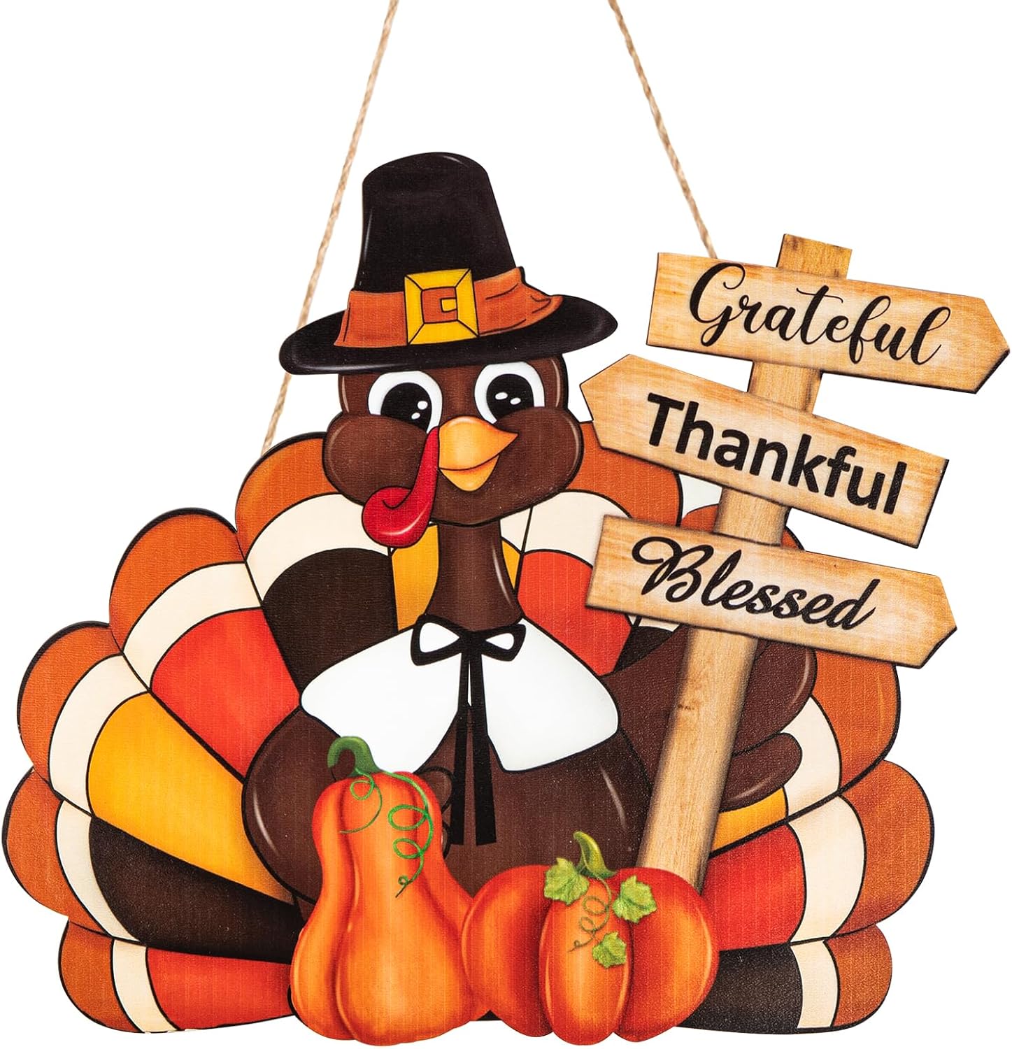 Thanksgiving Wooden Turkey Door Wreath Sign