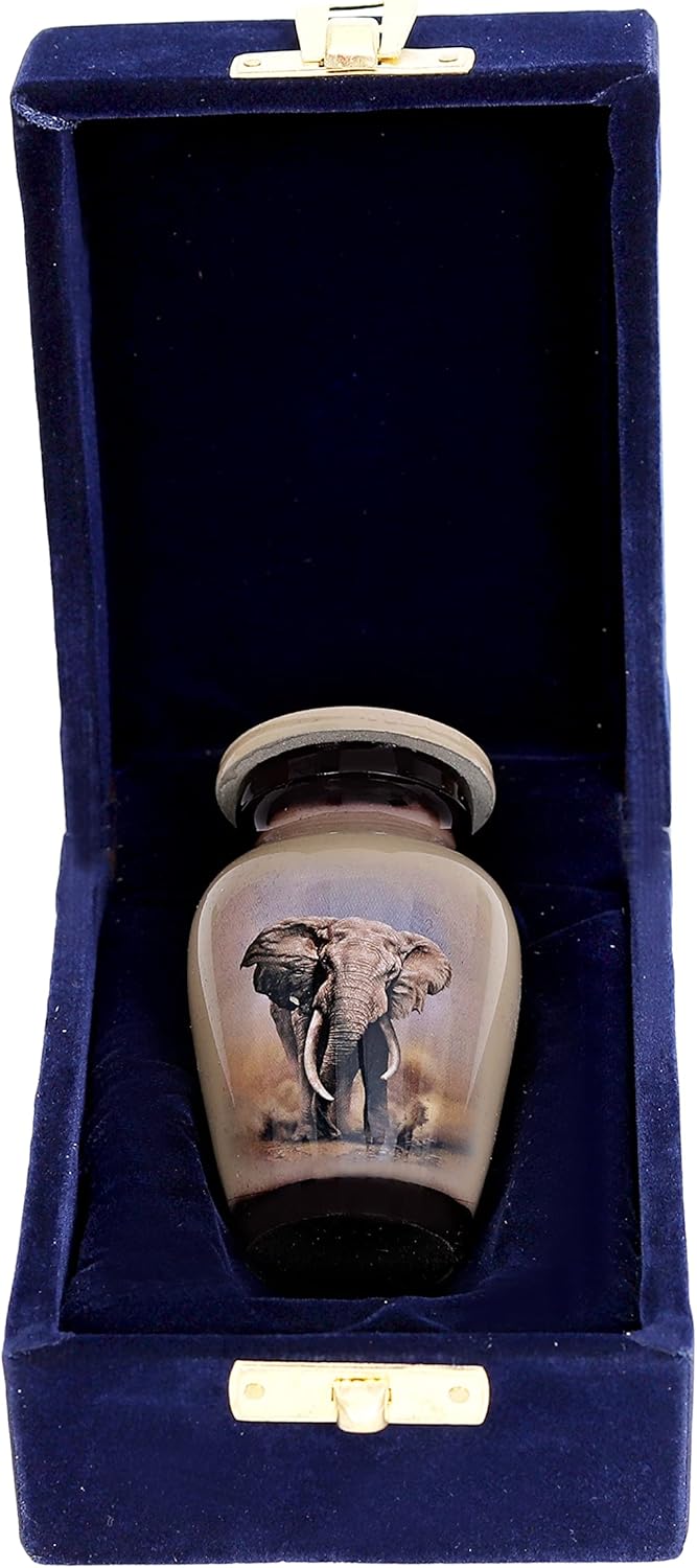 Hlc Lovely Elephant Small Keepsake Urn - Mini Memorial Urn for Human Ashes with Velvet Box Bag 3 In