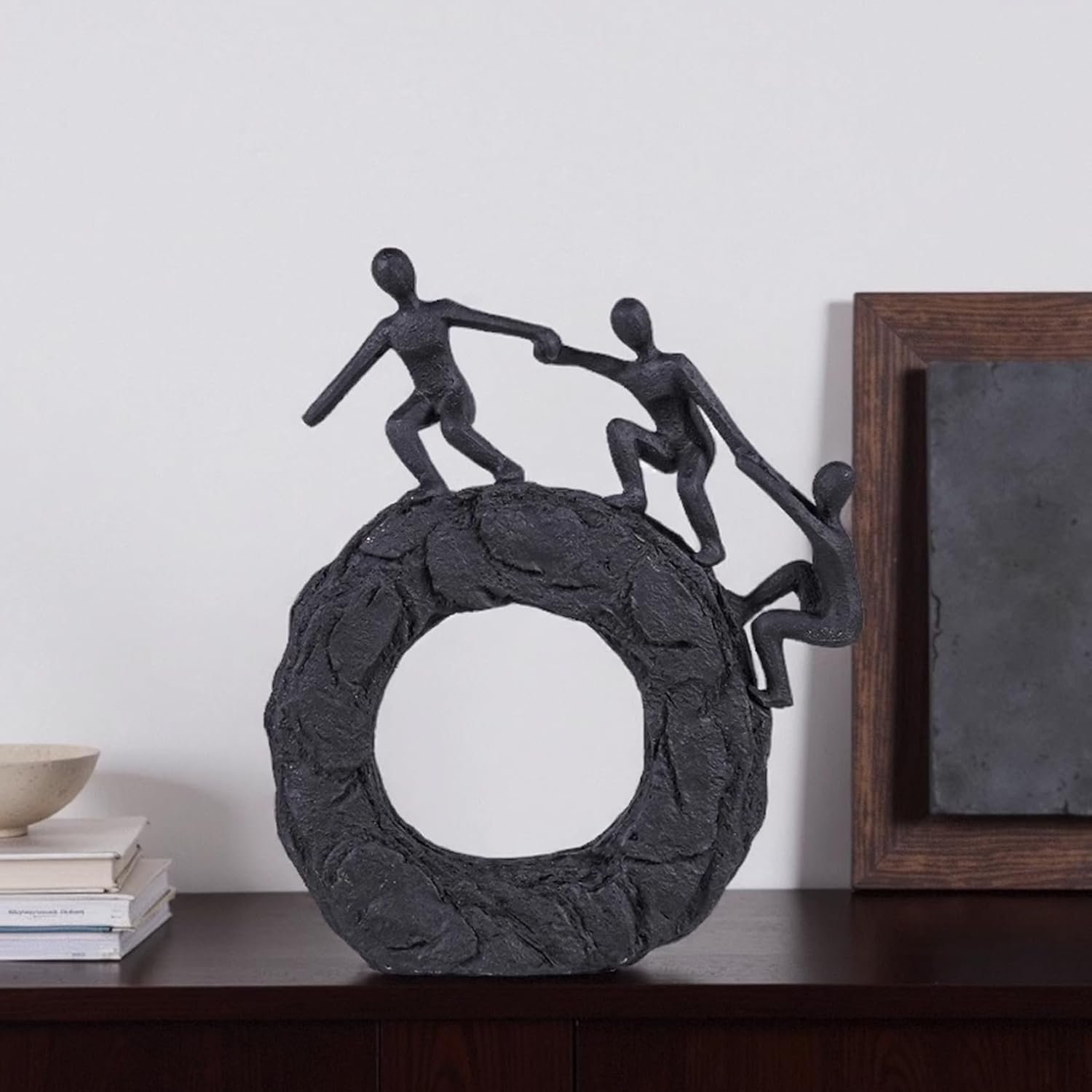 Modern Art Sculpture Black Dynamic Climbing Wall Decor