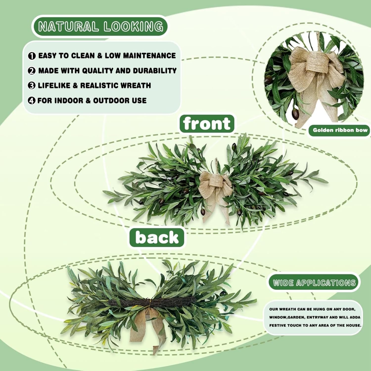 Olive Wreath 24 Inch Artificial Flower Swag