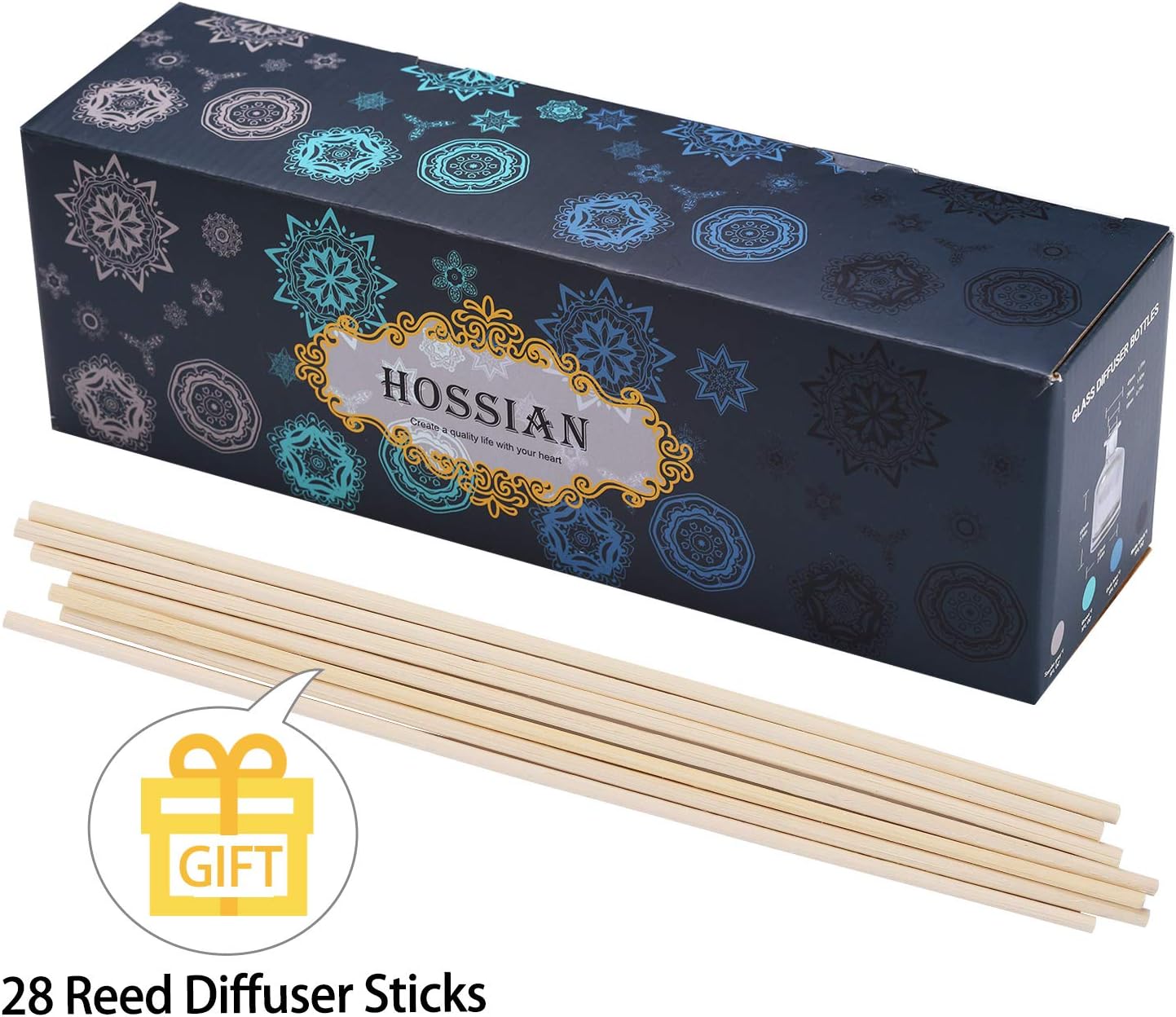HOSSIAN Diffuser Glass Bottles Set of 4 Black