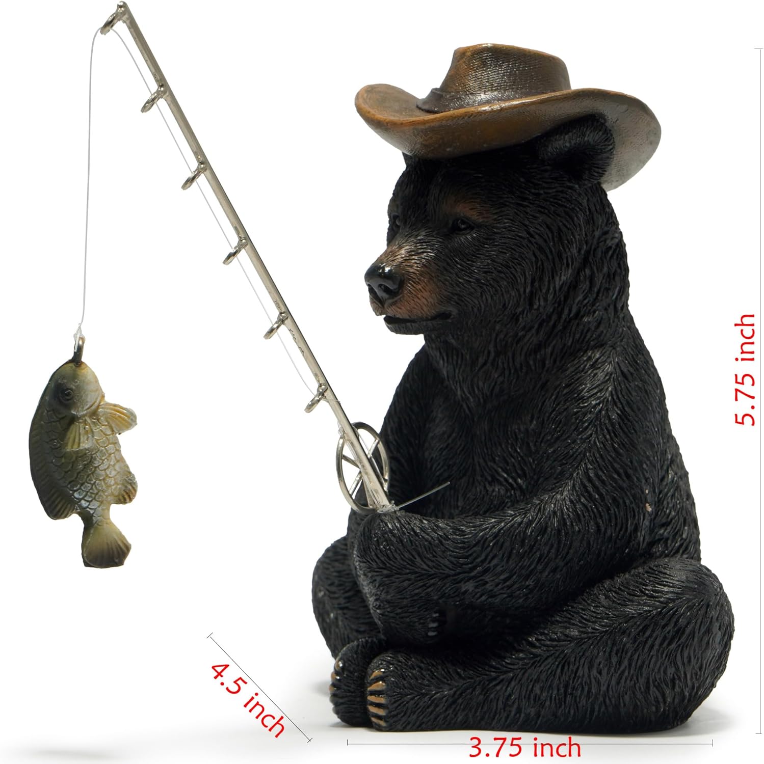 Hodao Black Bear Fishing Statue Home Decor