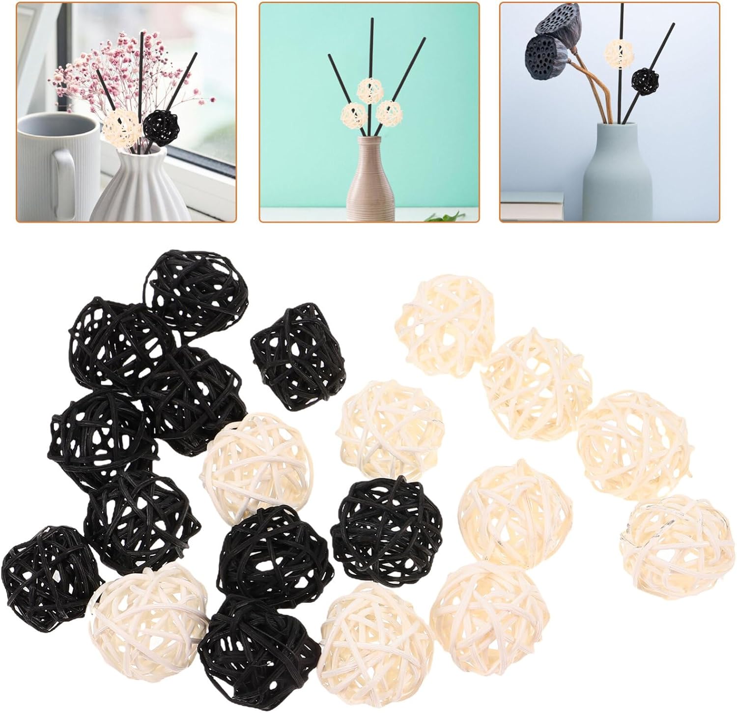 HOMSFOU 20pcs Handmade Rattan Balls for Aromatherapy Decor
