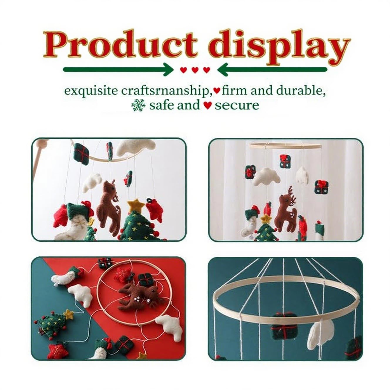 Handmade Felt Christmas Crib Mobile for Baby Room