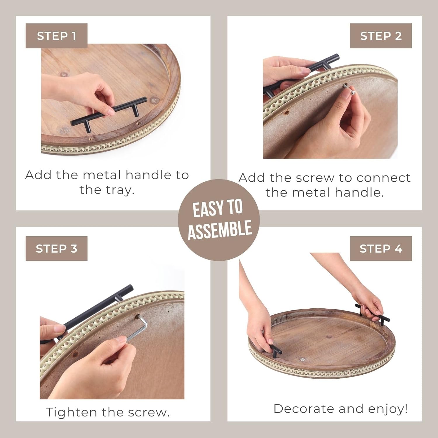 FESTWIND Coffee Table Tray with Handles