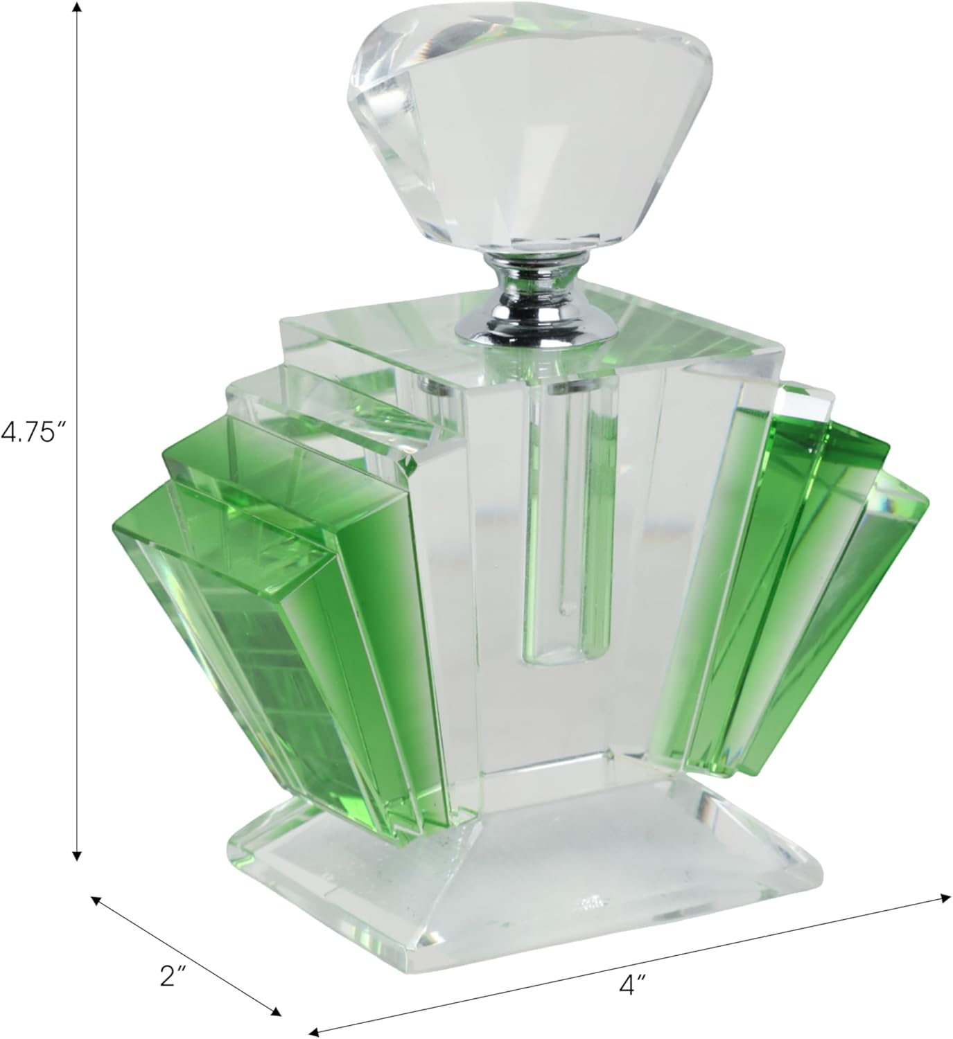 Sagebrook Home Art Deco Glass Perfume Bottle 5 Green