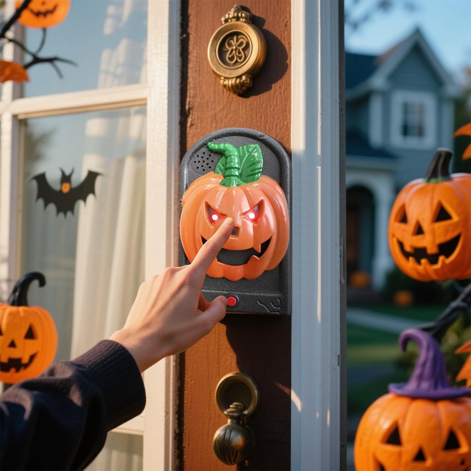Sound Activated Bell with Flashing Lights Scary Screams - Halloween Doorbell Decor