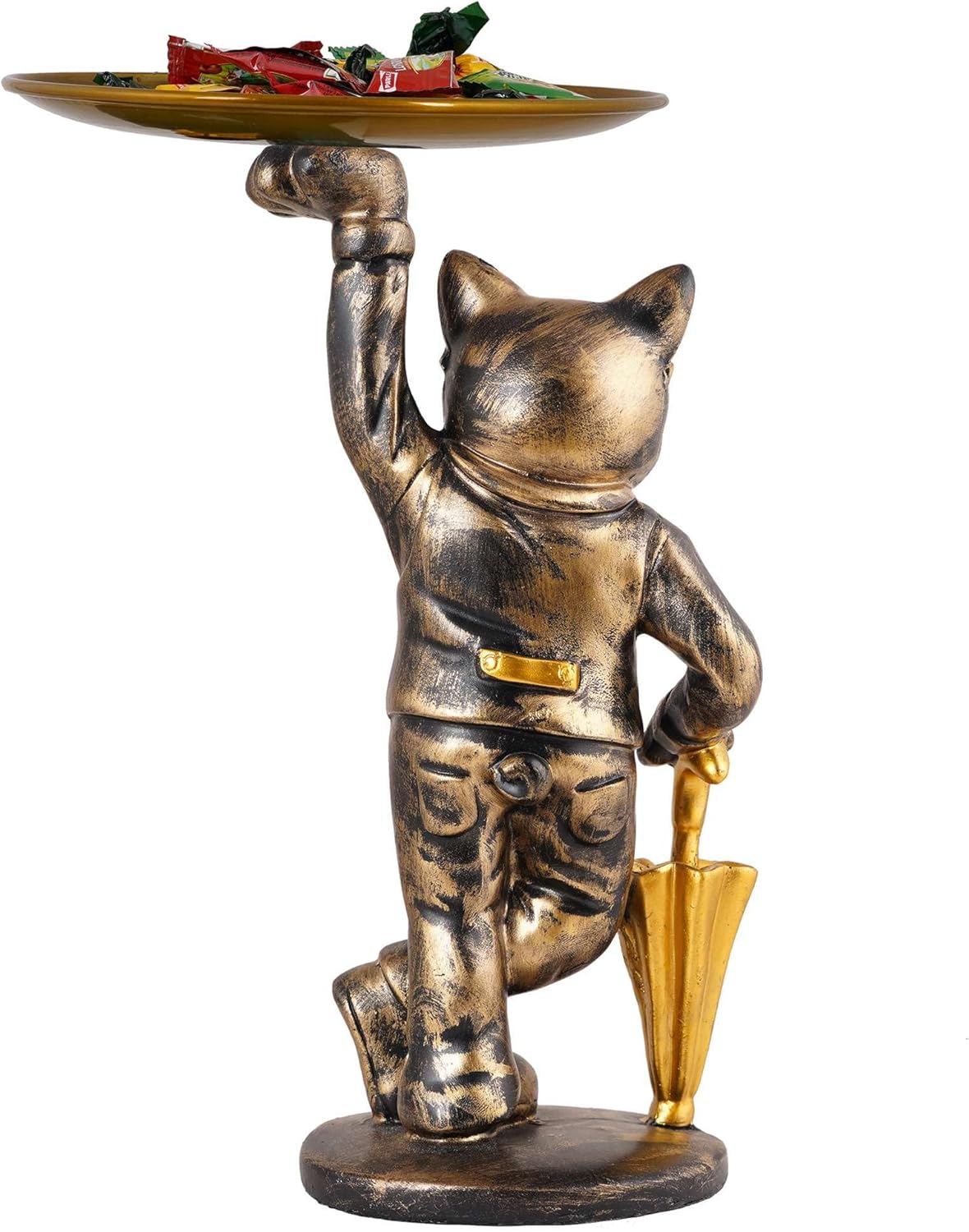 Basant Craft Cool Dog Sculpture with Plate for Home Decor