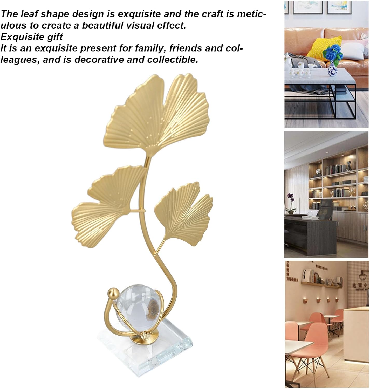 Nordic Iron Leaf Crystal Ball Desk Decor