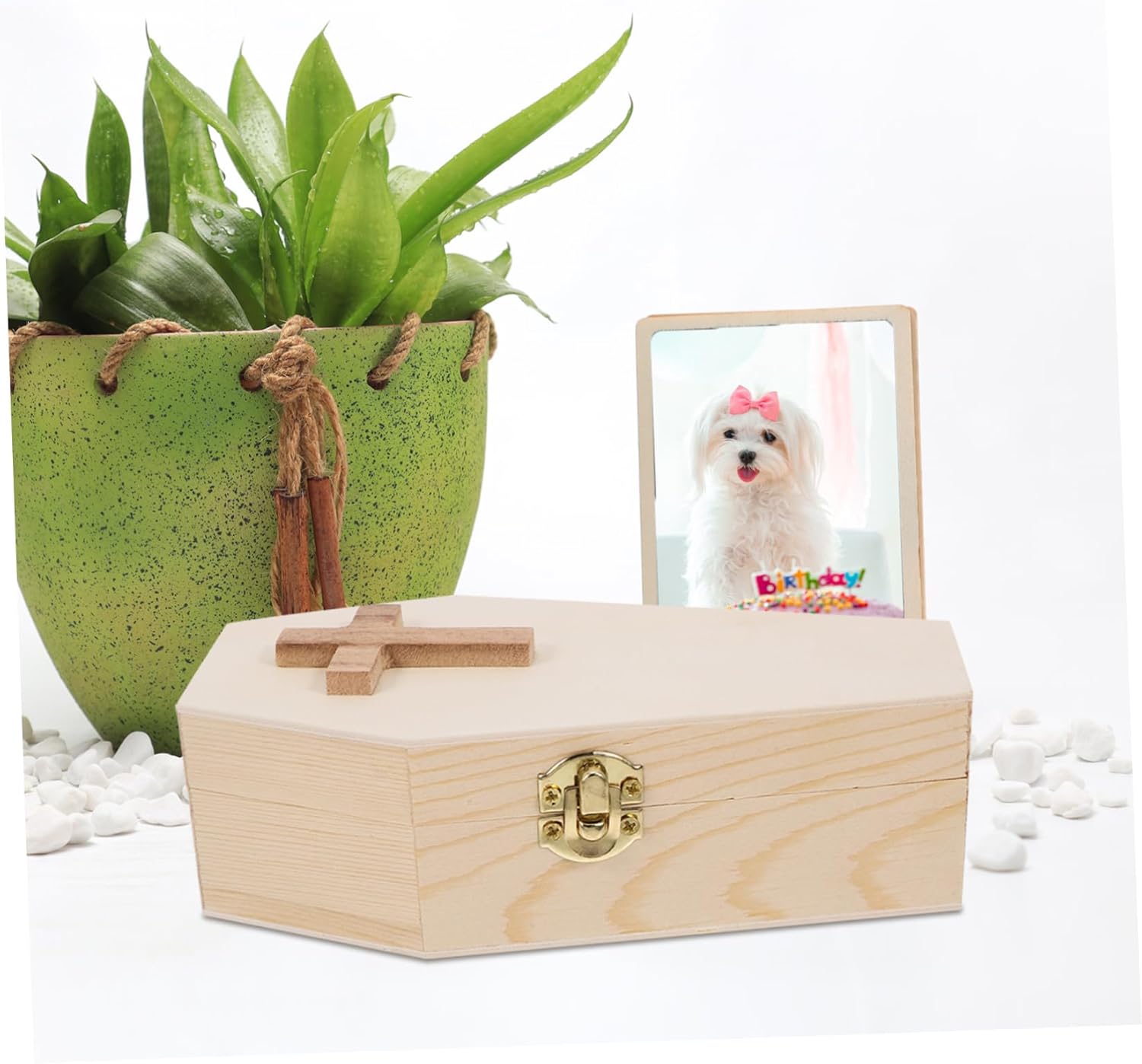 Amosfun Small Wooden Coffin Jewelry Organizer with Unique Lid
