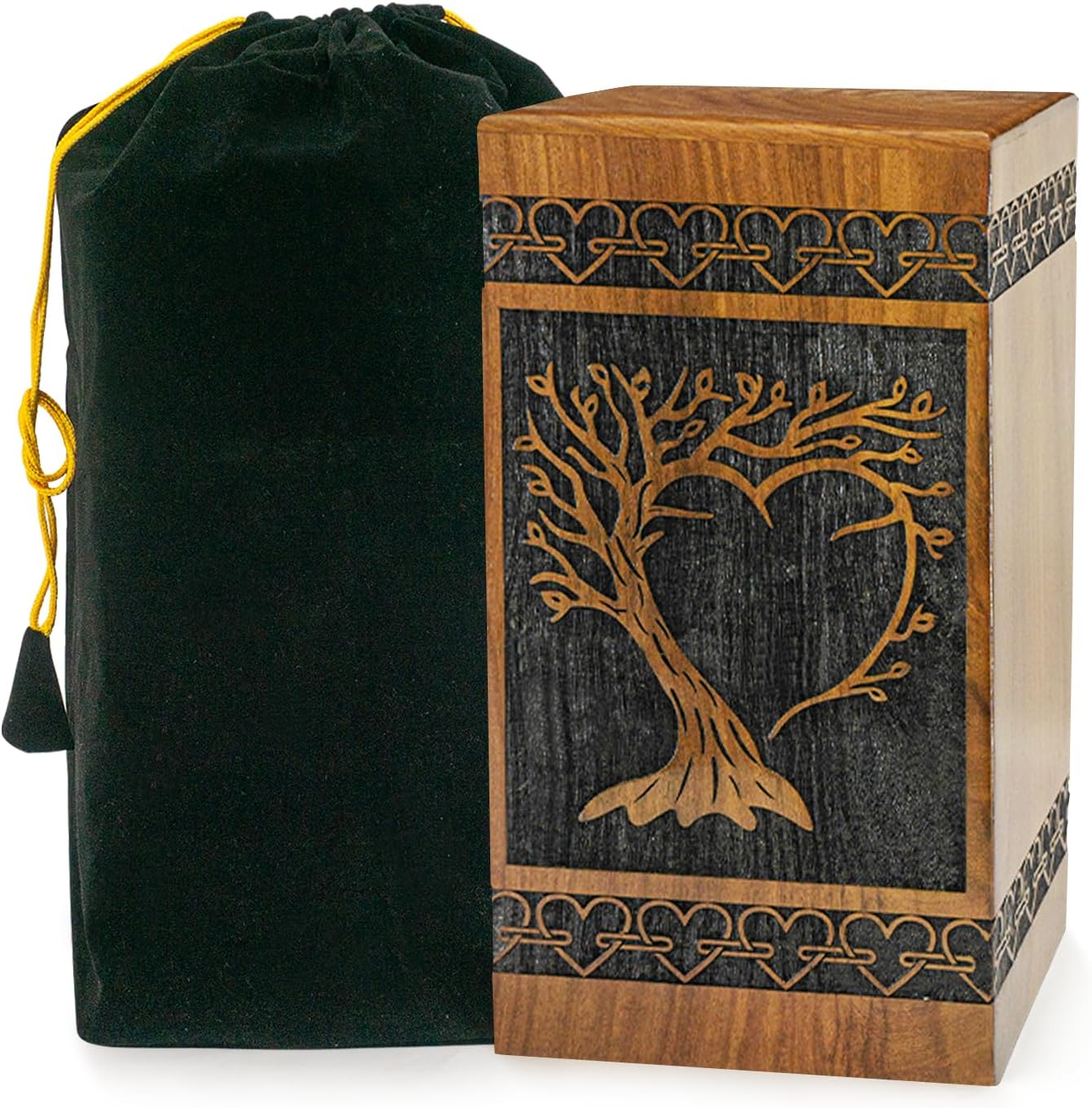 Rosewood Urns for Human Ashes - Tree of Life Wooden Funeral Box
