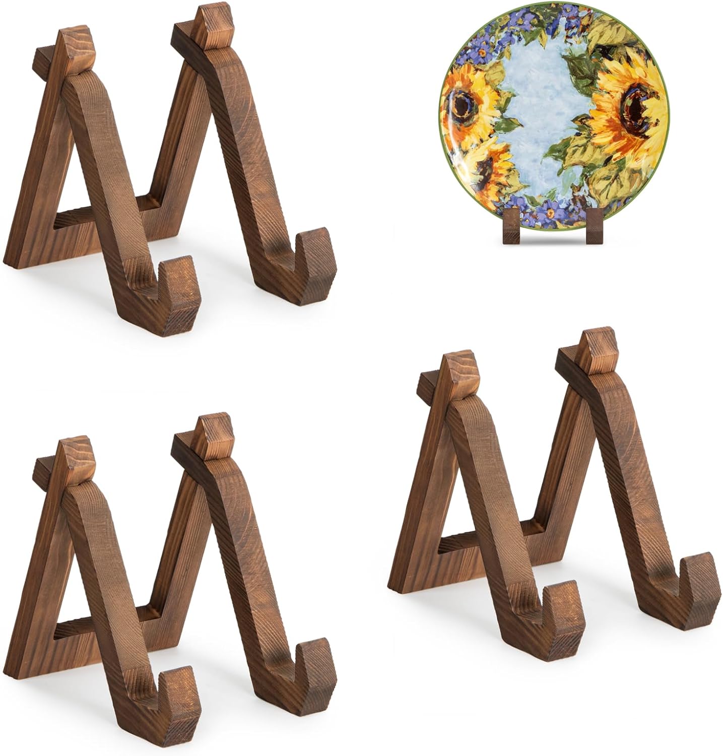 3 Pack 6 Inch Plate Display Stand with Decorative Frame