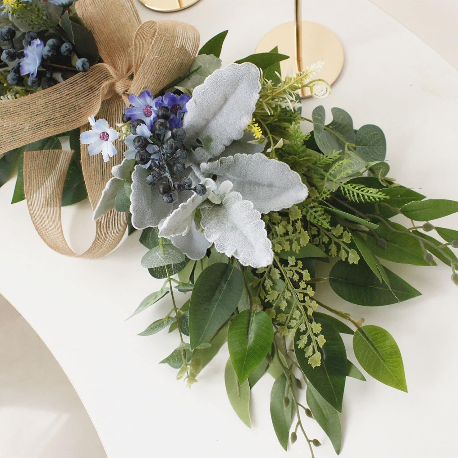Artificial Eucalyptus Swag with Daisy Flowers 256in Decor