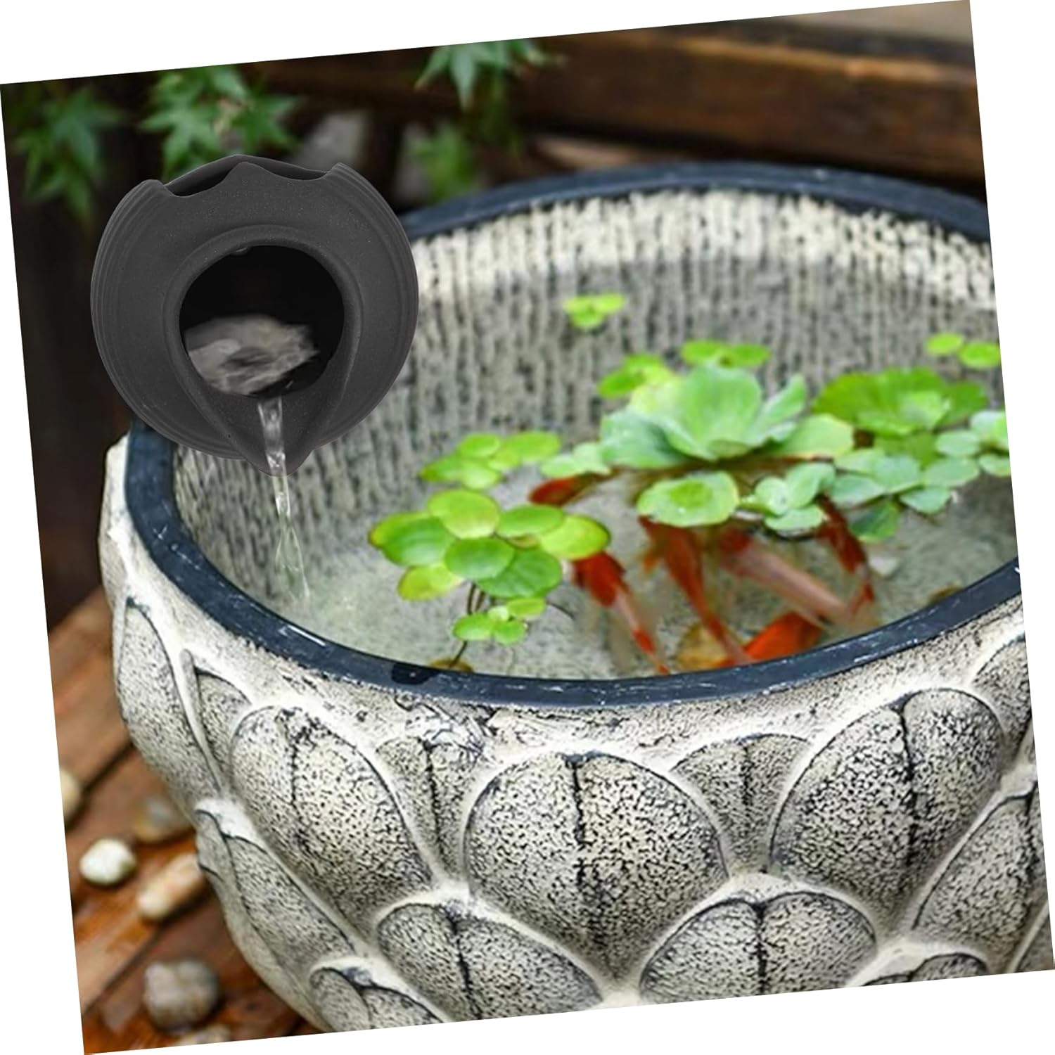 Amosfun Ceramic Fountain Jar Water Circulation Decorative Waterfall Jar for Indoor Outdoor Use