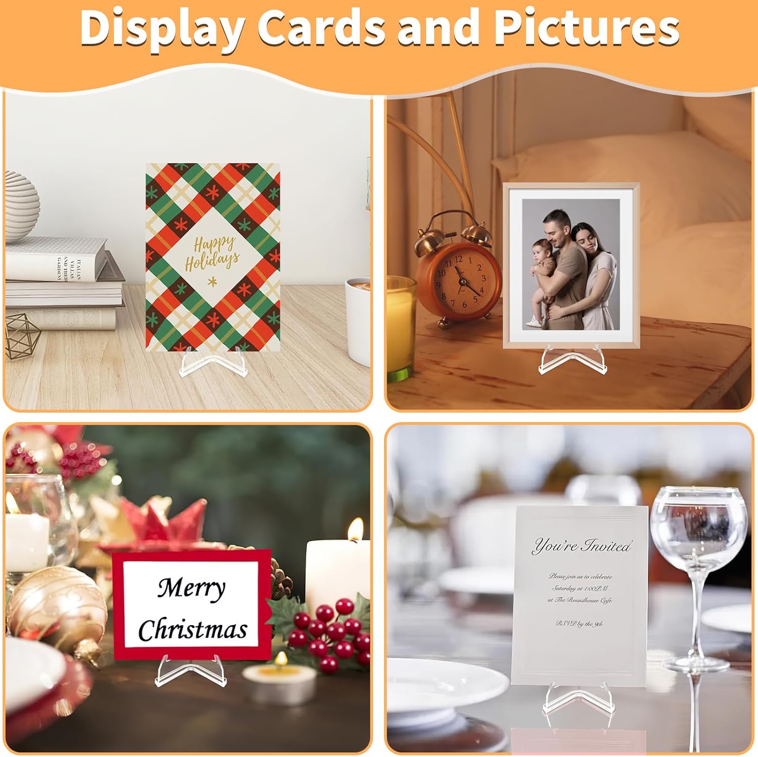 NIUBIER 30 Pack Clear Card Display Stand for Sports Cards and Collectibles