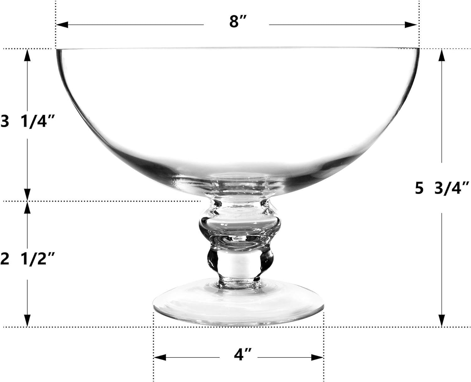 CYS EXCEL Decorative Footed Glass Bowl 6 x 8
