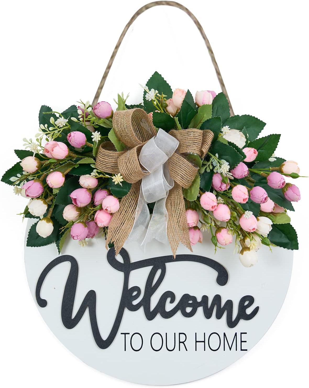 3D Spring Summer Welcome Wreath for Front Door