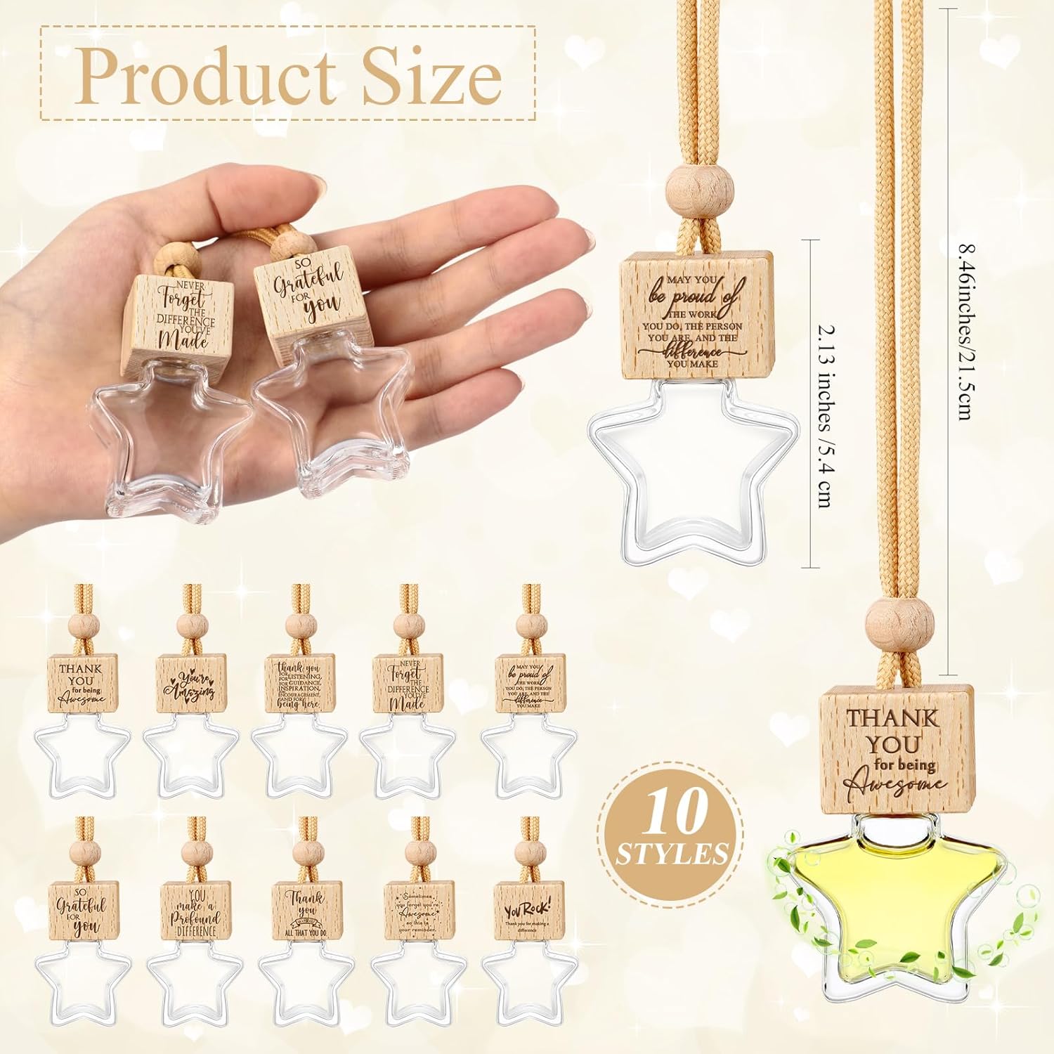 20 Pcs Star Shaped Car Diffuser Glass Hanging Bottle