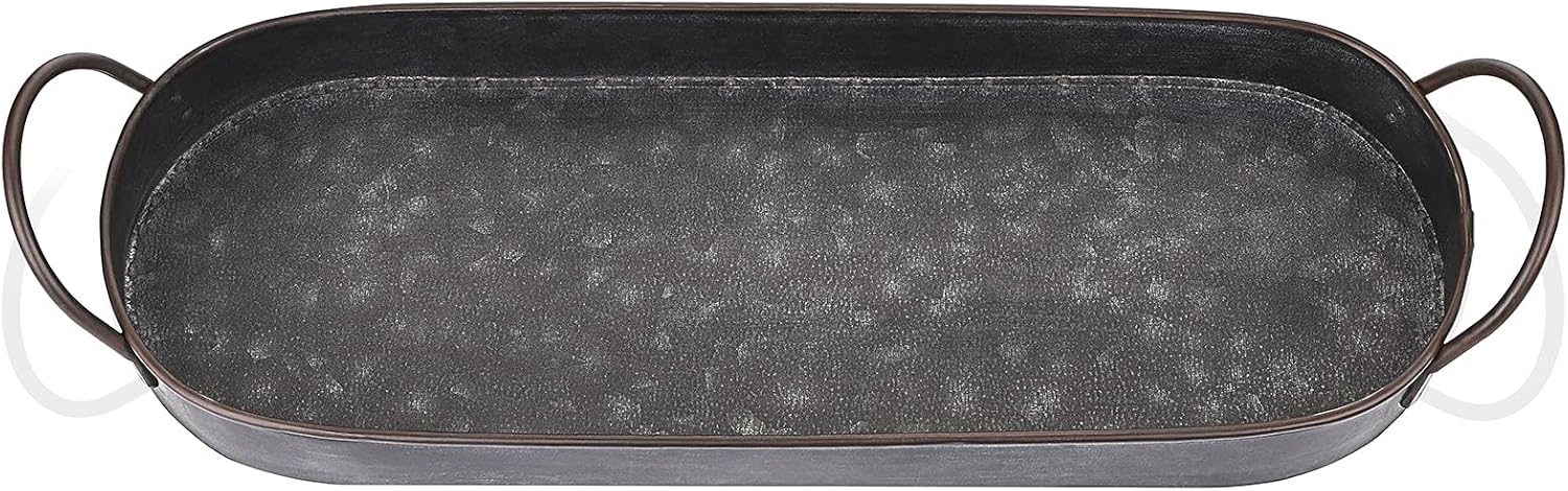 Hipiwe Rustic Metal Serving Tray with Handles 1