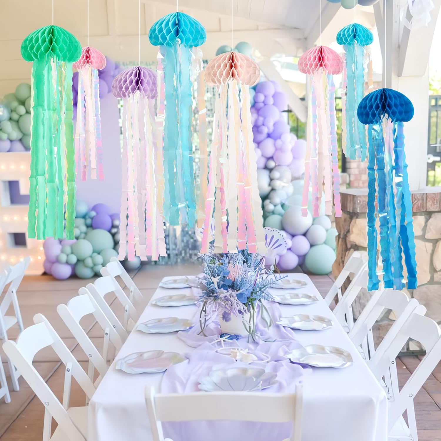 Hanging Jellyfish Decorations 8 Pcs Ocean Party Accents