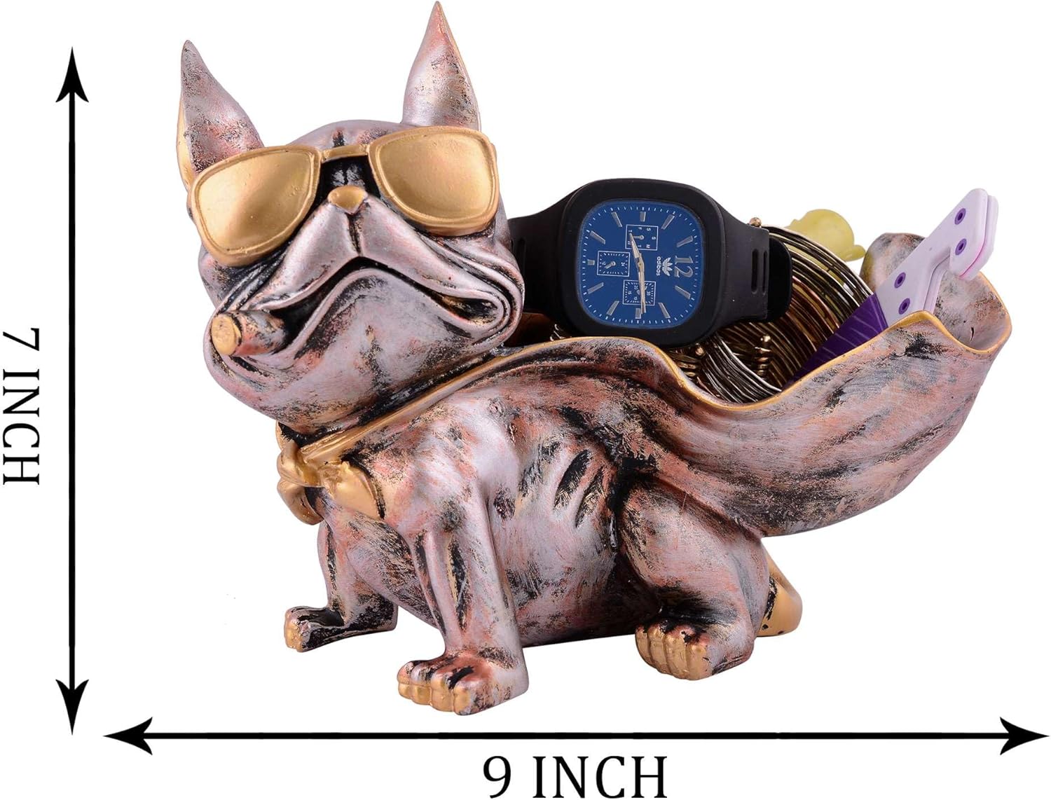 Cool Dog Sculpture Statue with Plate for Home Decor