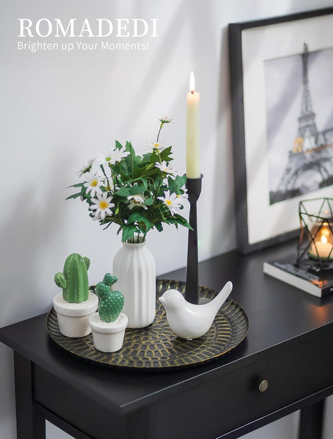 Romadedi Round Candle Tray - 118 Inch Vintage Metal Decor with Distressed Finish