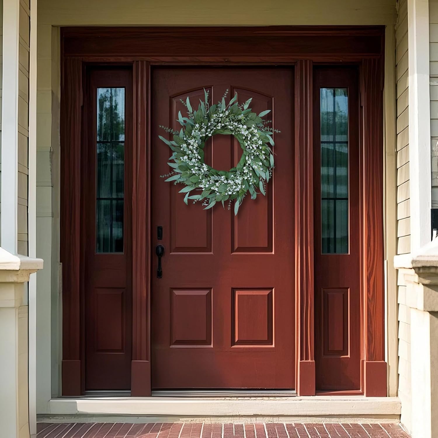 26 Inch Eucalyptus and Babys Breath Wreath for Front Door