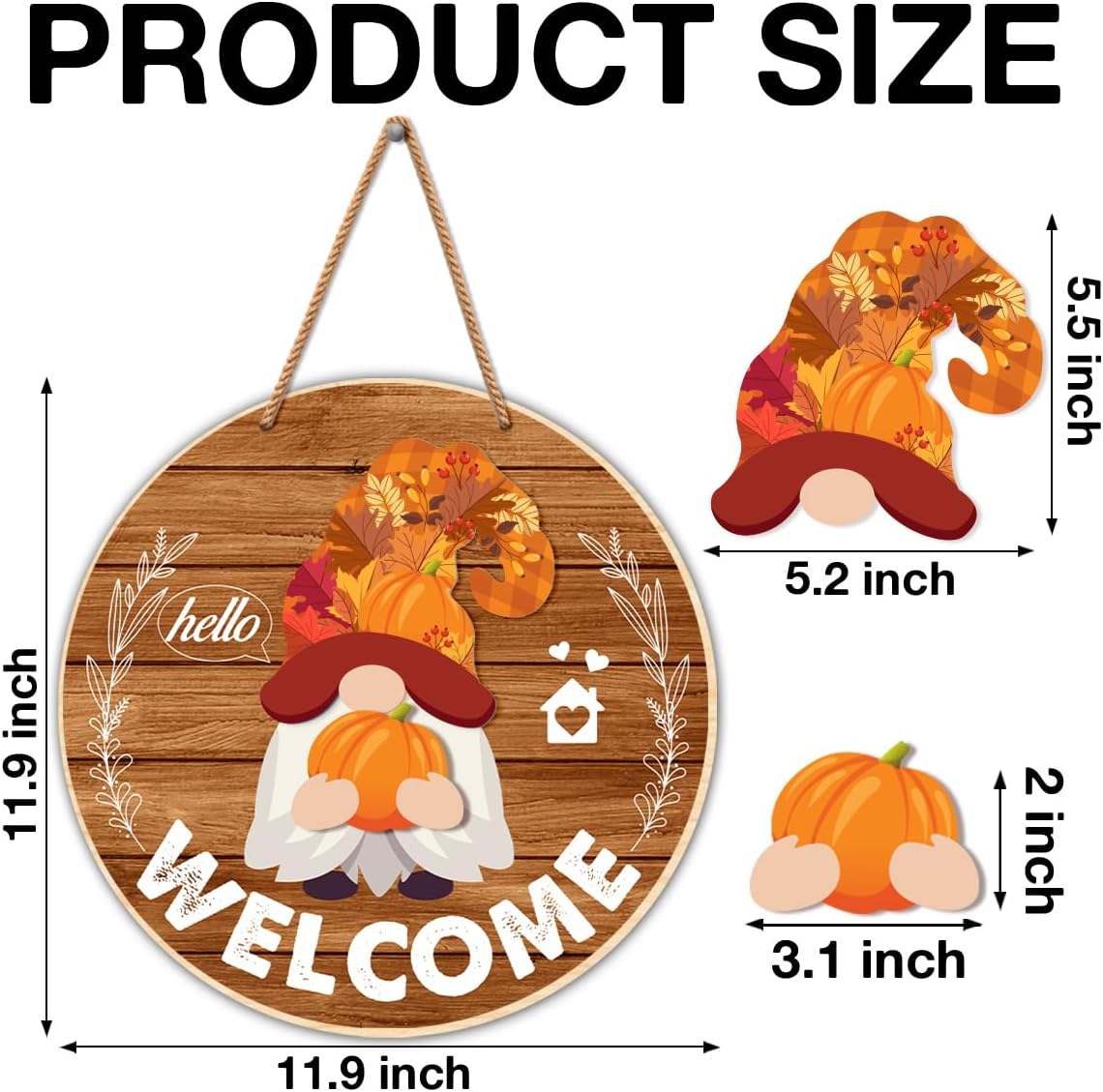 21 Pcs Interchangeable Wooden Gnome Door Decor for All Seasons