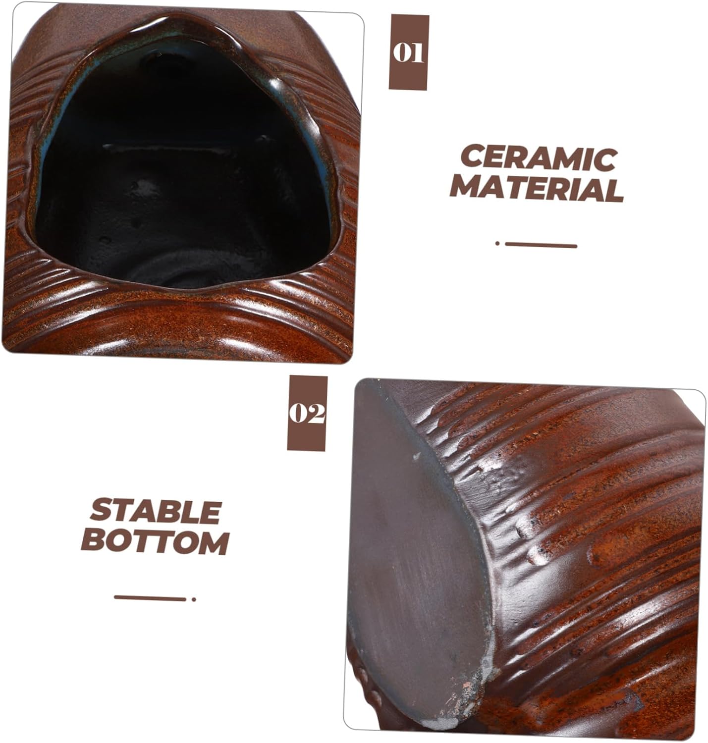 Mobestech Decorative Ceramic Waterfall Jar for Garden and Indoor Fountain