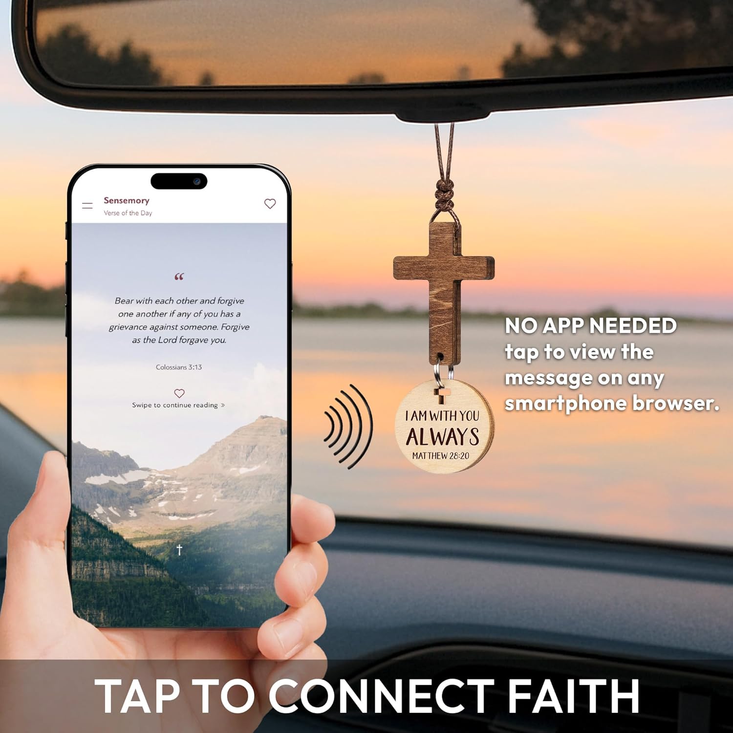Bible Verse Car Mirror Hanging Cross Ornament - Christian Gift for Men Women