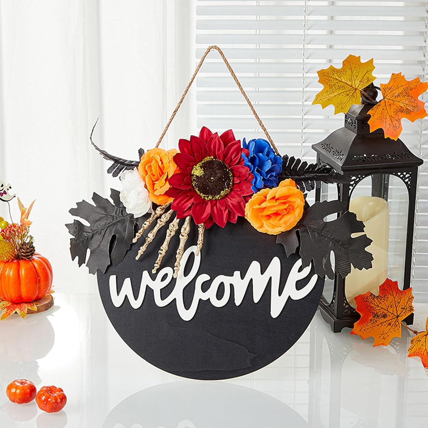 Belupai Halloween Door Sign Wooden Wreath