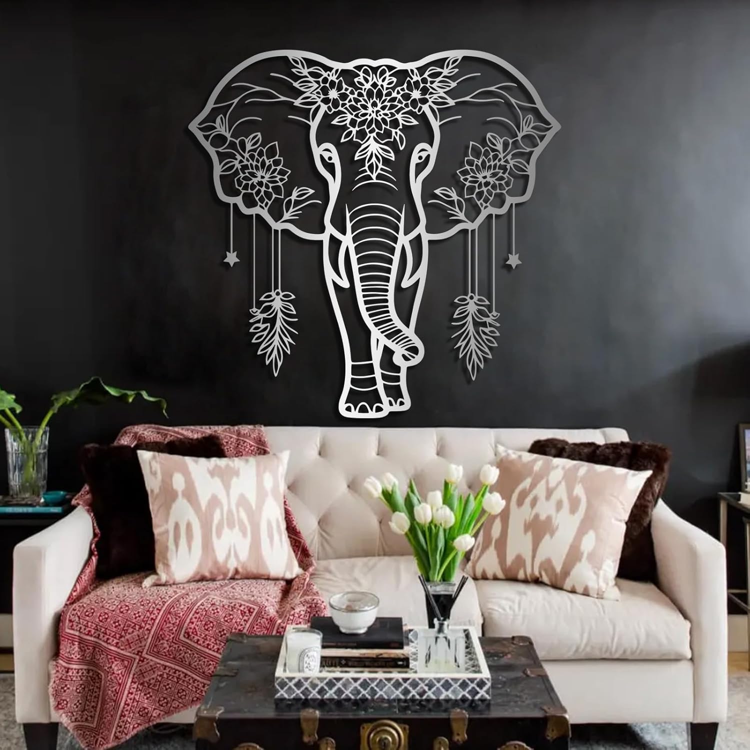 Gasijet Gold Metal Elephant Wall Art 24x23 Sculpture