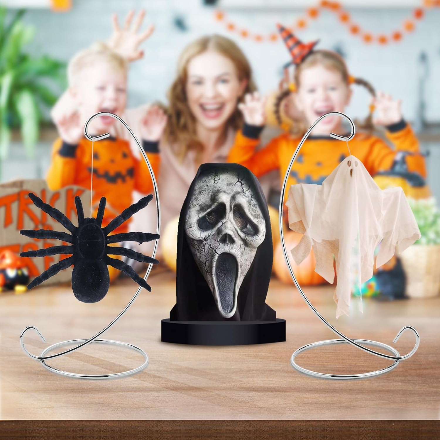 Abom 3 Pack 9in Ornament Display Stand with Silver Iron Hanging Hook for Home Decor and Party Use