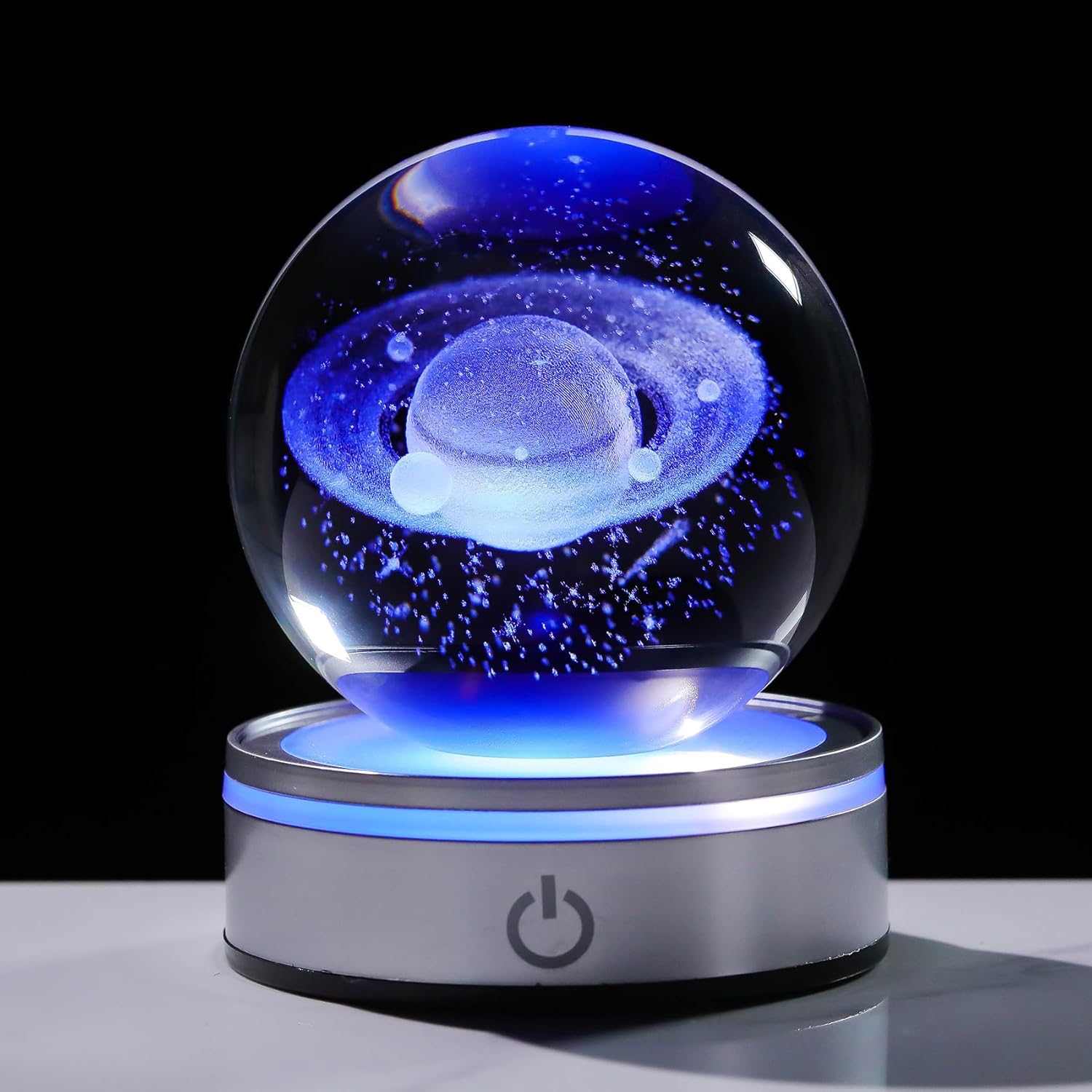 Crystal 3D Saturn Ball Figurine Decor with LED Light