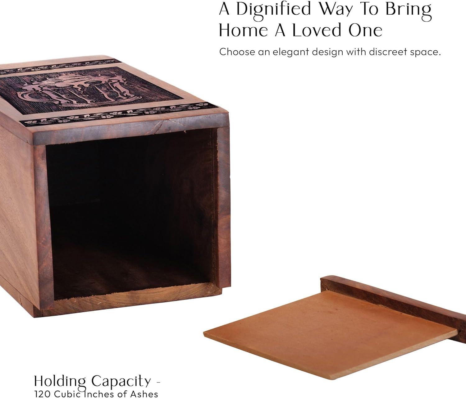 Large Wooden Cremation Urn - 1125 Inch Black Ashes Memorial Urn