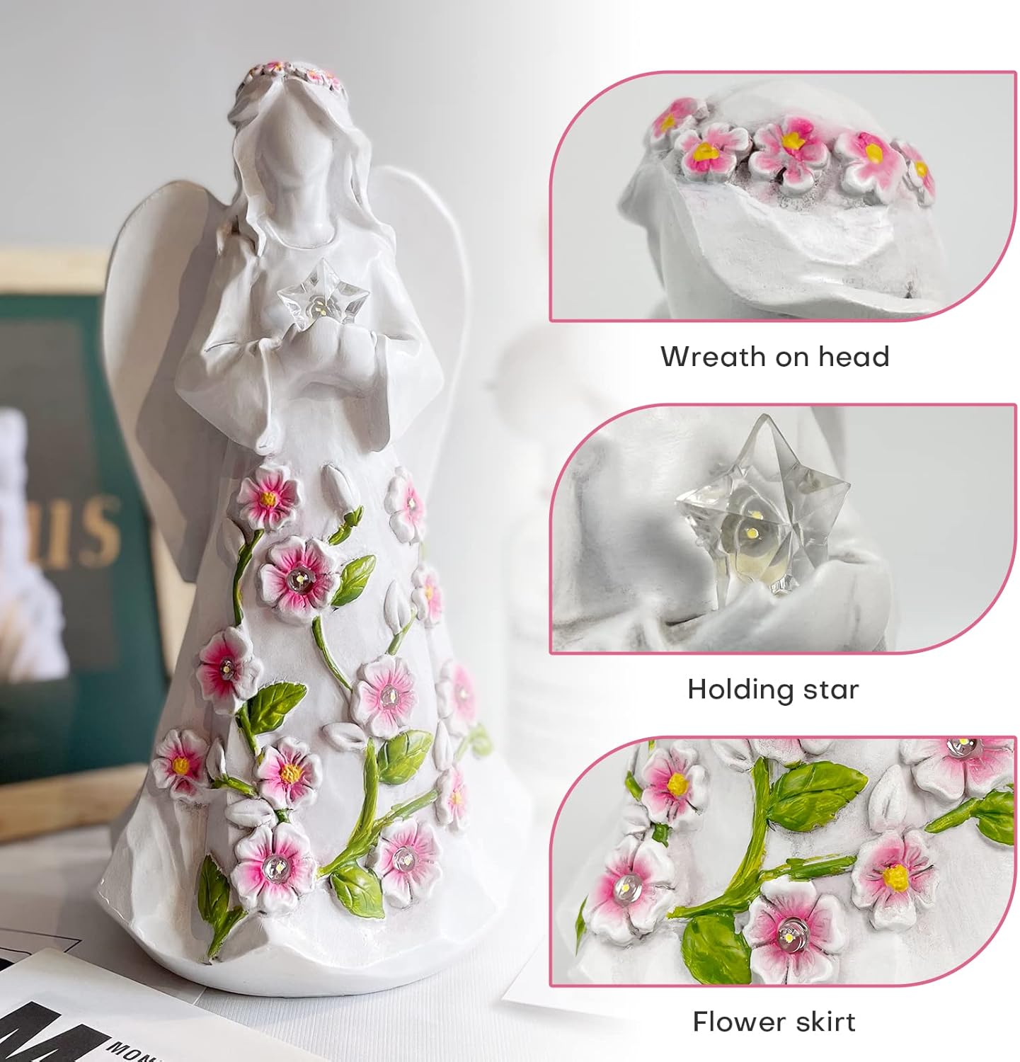 Guardian Angel Figurine with Light and Timer