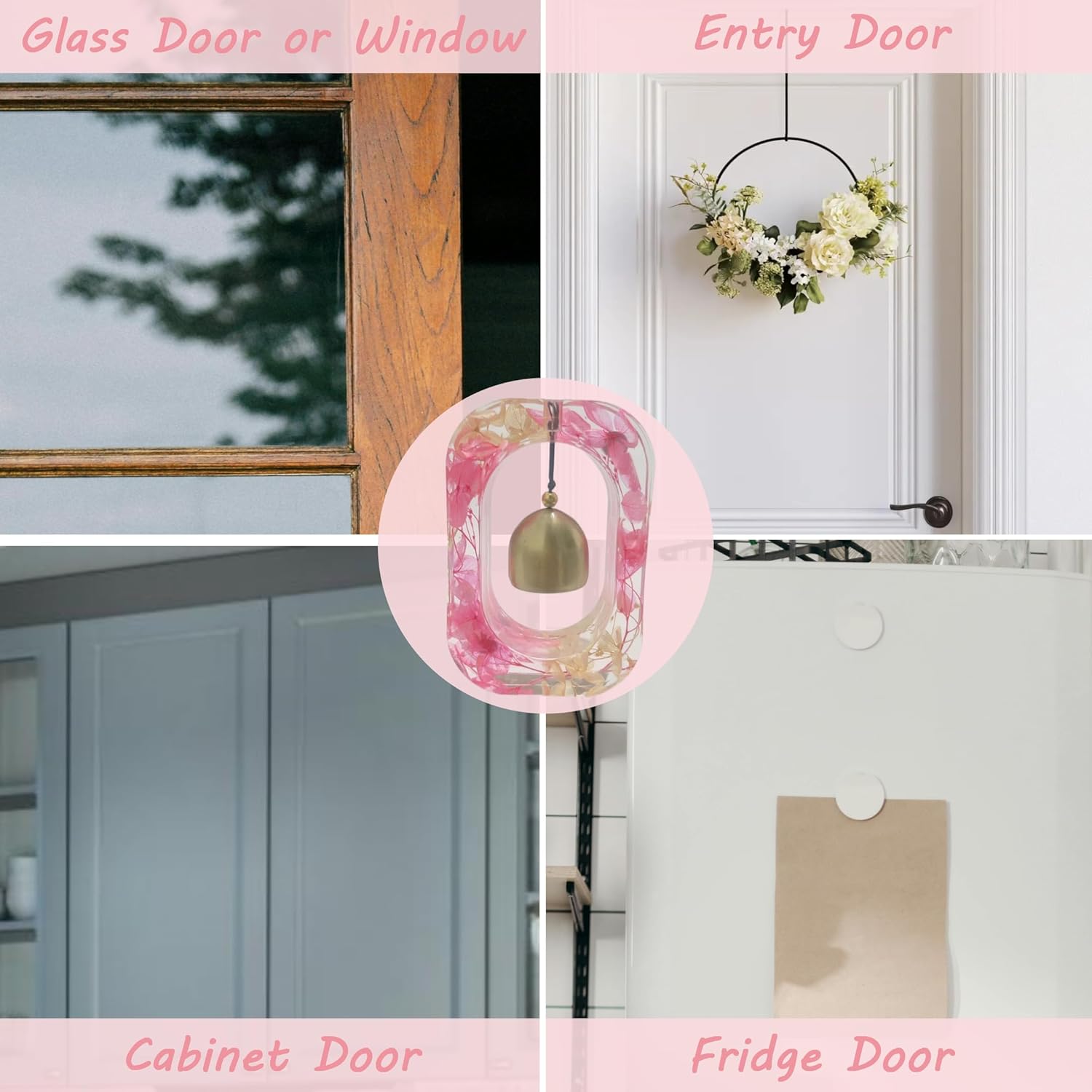 Handmade Dried Flower Resin Door Bell with Magnetic Attachment