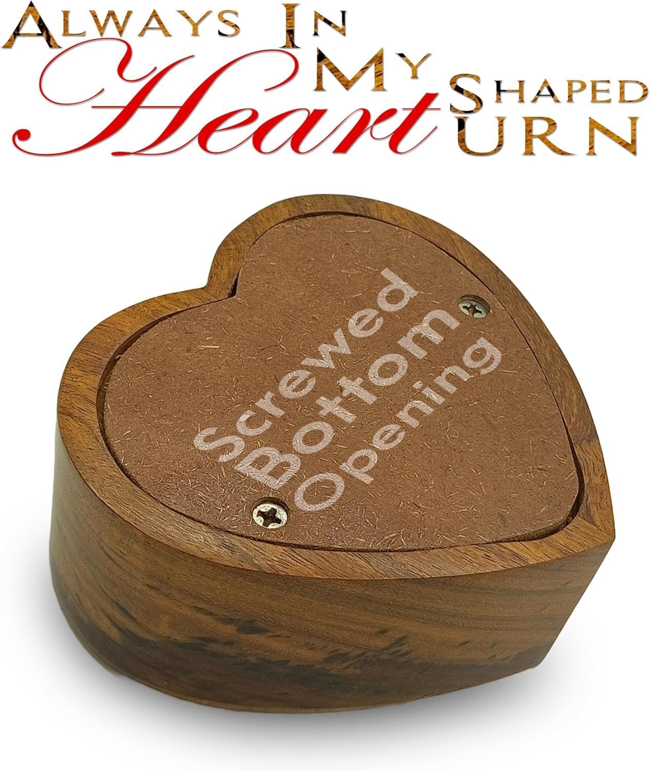Wooden Heart Shape Engraved Keepsake Cremation Urn