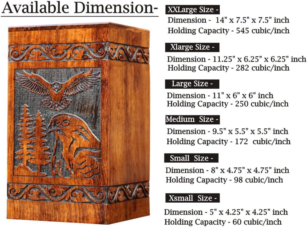 Rosewood Urn for Human Ashes - Eagle Hand-Crafted