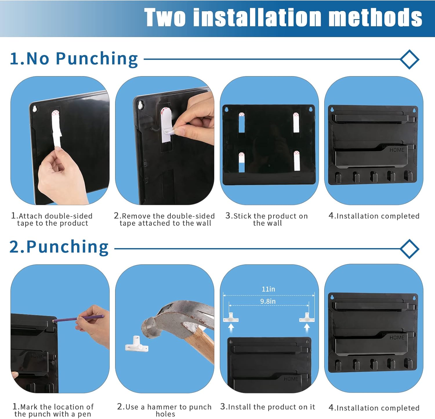 Bedside Wall Mount Shelf Organizer for Phone Remote Glasses Black